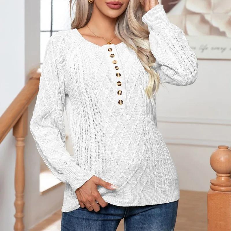 Осінньо-зимовий офісний жіночий повсякденний вільний одяг з довгим рукавом, в’язаний пуловер і гудзики, однотонний светр, жіночий 29422 XL білий
Осінньо-зимовий офісний жіночий повсякденний вільний одяг з довгим рукавом, в’язаний пуловер і гудзики, однотонний светр, жіночий 29422 XL білий