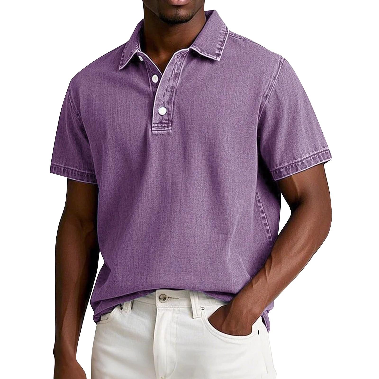 Мужская летняя однотонная рубашка с коротким рукавом и винтажными пуговицами на лацканах XL фиолетовый
Мужская летняя однотонная рубашка с коротким рукавом и винтажными пуговицами на лацканах XL фиолетовый