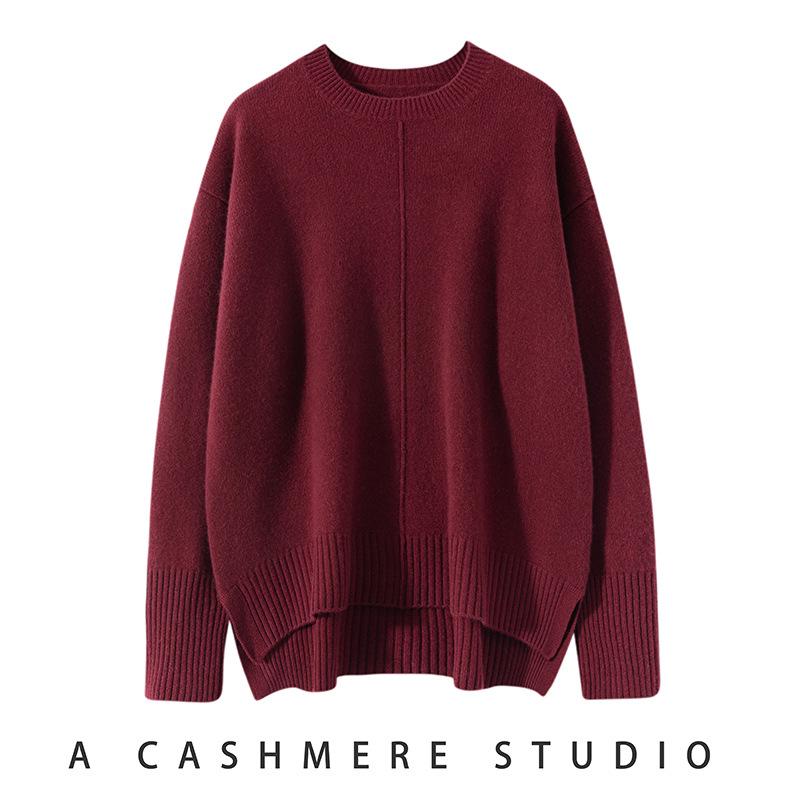 Women s Autumn Winter Loose Cashmere Sweater - Versatile Round Neck, Longer Back, Slit Front, Thick Knit One Size
Women s Autumn Winter Loose Cashmere Sweater - Versatile Round Neck, Longer Back, Slit Front, Thick Knit One Size