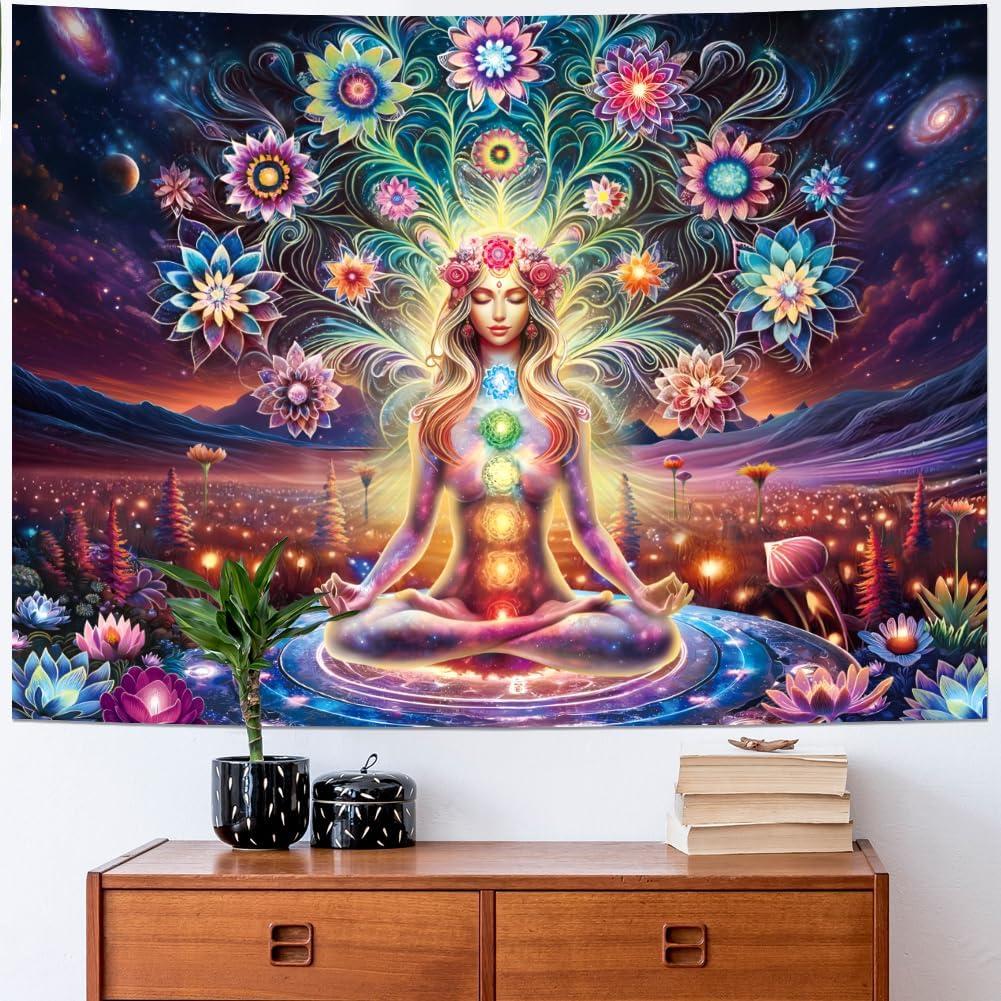VIKAMA Black Light Seven Chakra Yoga Meditation Tapestry Flower Chakra Tapestry Galaxy Space Planet Tapestry Lotus Spirit Tapest 60X90CM(2X3FT
VIKAMA Black Light Seven Chakra Yoga Meditation Tapestry Flower Chakra Tapestry Galaxy Space Planet Tapestry Lotus Spirit Tapest 60X90CM(2X3FT