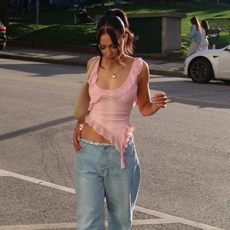 Pink Sweet Fashion Sleeveless Tank Top Women Sexy Ruffles Backless Irregular Crop Tops Female Summer Casual Streetwear Camis 2026 New L рожевий
Pink Sweet Fashion Sleeveless Tank Top Women Sexy Ruffles Backless Irregular Crop Tops Female Summer Casual Streetwear Camis 2026 New L рожевий