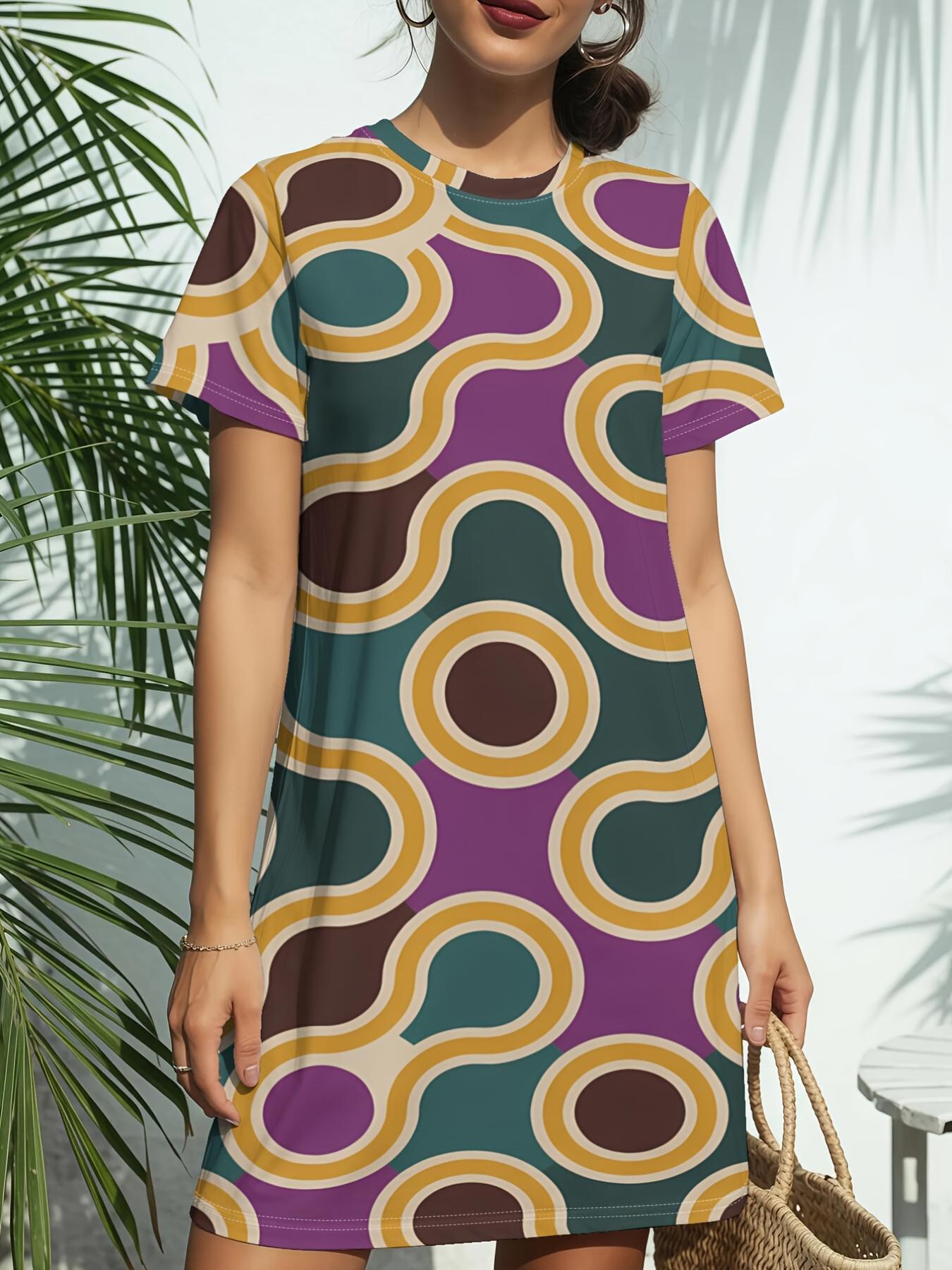 Retro Circles GeoNew Women s Crew Neck Short Sleeve T-Shirt Dress. American Style Fashion Trend Digital Print. Spring ; Summer Casual Versatile - Eleg 2XL дубильная кора
Retro Circles GeoNew Women s Crew Neck Short Sleeve T-Shirt Dress. American Style Fashion Trend Digital Print. Spring ; Summer Casual Versatile - Eleg 2XL дубильная кора