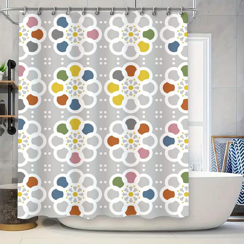 Bright Floral Shower Curtain Modern Bathroom Decor, Waterproof Fabric With Hooks For Rod Multicolored Pattern (Grey) By Taurusdu W60H190(CM)-1 Pcs
Bright Floral Shower Curtain Modern Bathroom Decor, Waterproof Fabric With Hooks For Rod Multicolored Pattern (Grey) By Taurusdu W60H190(CM)-1 Pcs
