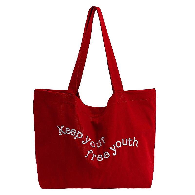 Ленивая литературная буква модная холщовая сумка сумка повседневная универсальная большая вместимость студенческая на плечо для покупок красный