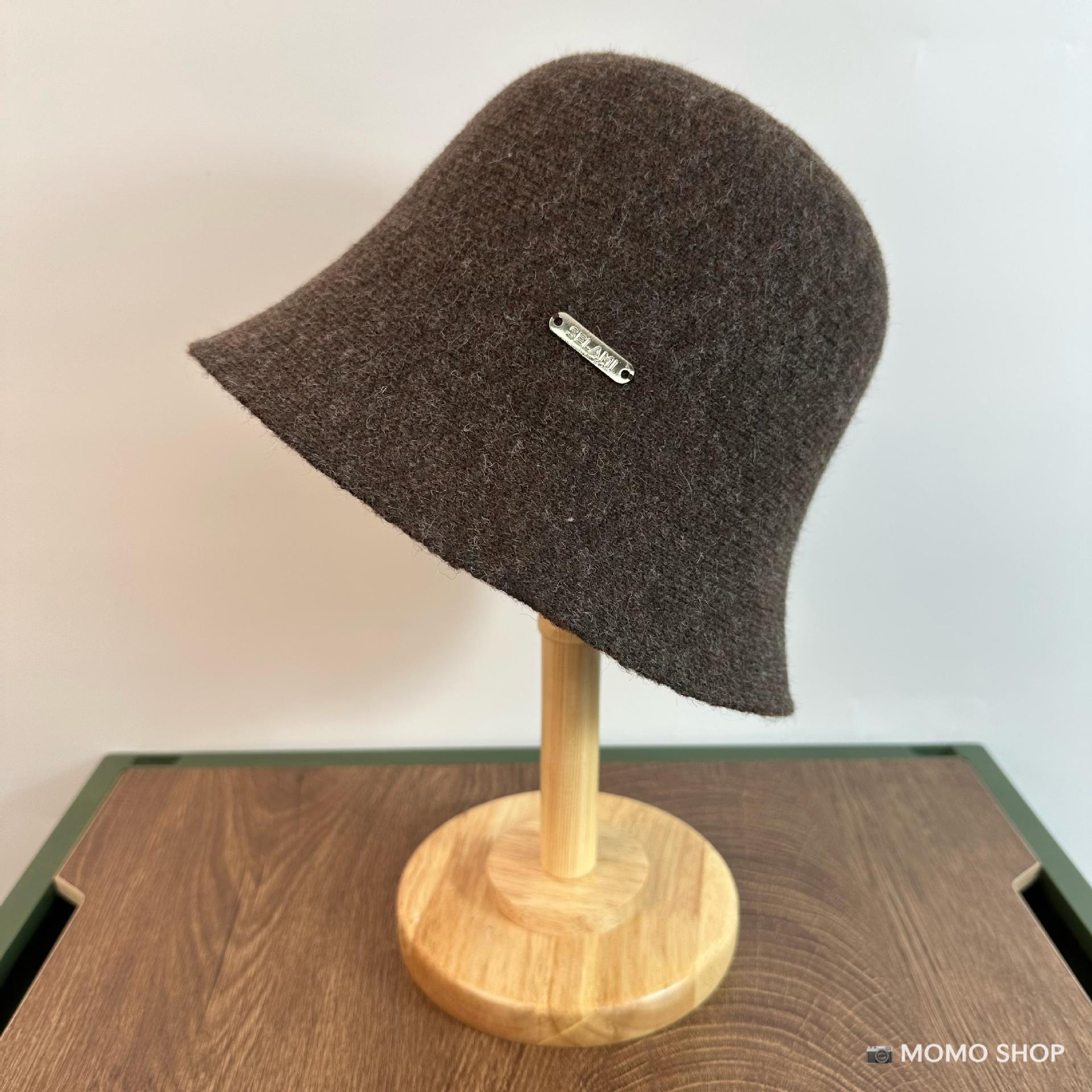 Шляпа женская модный бренд металлическая стандартная шляпа-ведро осень и зима новая вязаная шляпа-ведро универсальная шляпа-таз Adult average size темно-коричневого