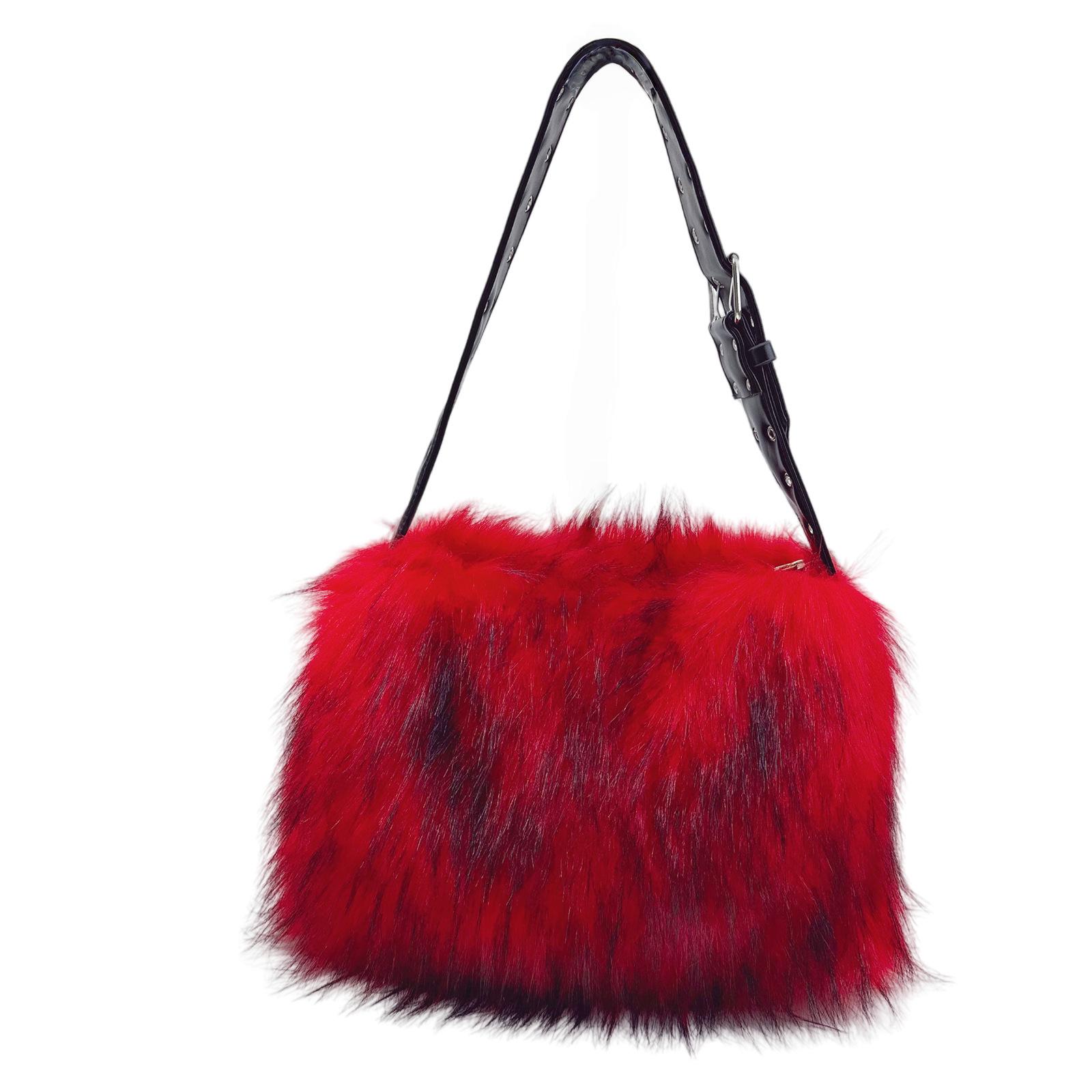 Long Plush Locomotive Shoulder Bags for Women Belt Design Y2k Girls Faux Fur Handbags Large Tote Winter Furry Underarm Bag
Long Plush Locomotive Shoulder Bags for Women Belt Design Y2k Girls Faux Fur Handbags Large Tote Winter Furry Underarm Bag
