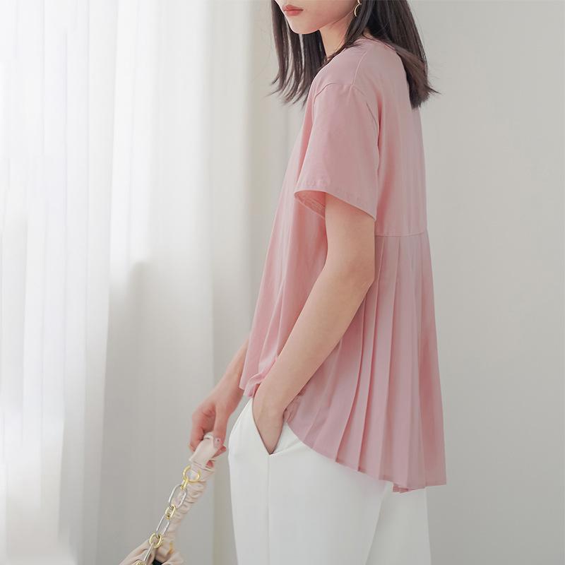 Women s Round Neck T-shirt for Women s Solid Color Loose Back Pleated Design Loose Top L
Women s Round Neck T-shirt for Women s Solid Color Loose Back Pleated Design Loose Top L