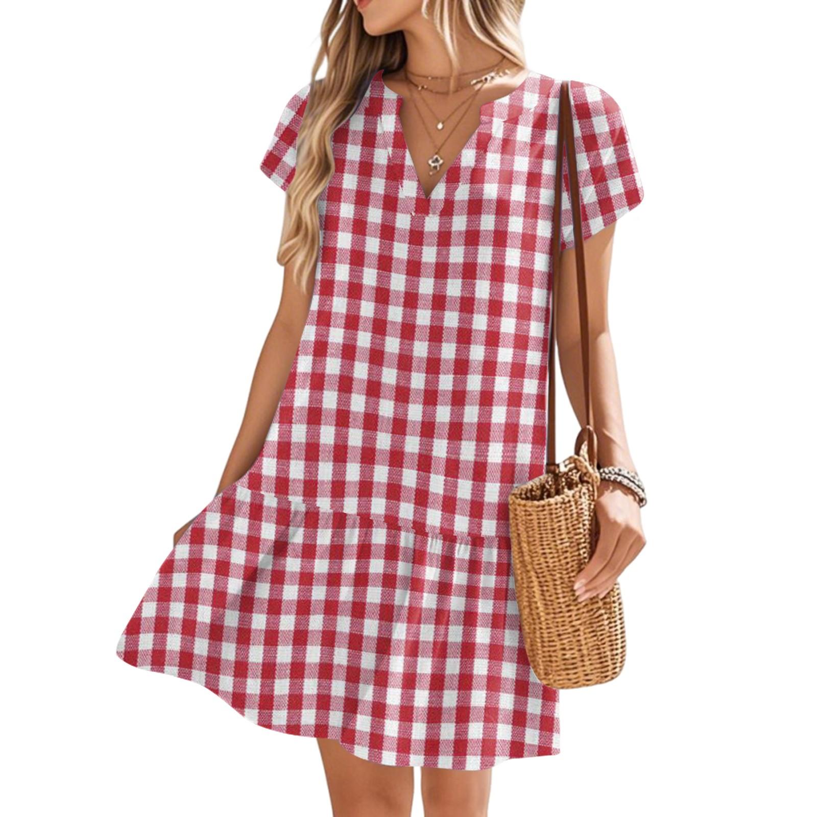 Women s Dresses Short Sleeve V-Neck Floral Printed Loose Casual Temperament Beach Dresses S рожевий
Women s Dresses Short Sleeve V-Neck Floral Printed Loose Casual Temperament Beach Dresses S рожевий
