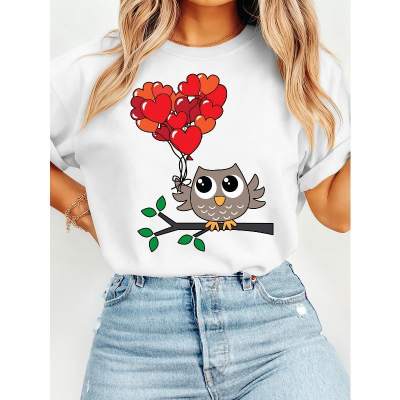 Valentine s Day Gift Women s Winter Apparel Owl Sitting on a Tree Branch Holding a Stack of Heart-Shaped Balloons Prin Round NeckShort Sleeve T-Shirt, S белый
Valentine s Day Gift Women s Winter Apparel Owl Sitting on a Tree Branch Holding a Stack of Heart-Shaped Balloons Prin Round NeckShort Sleeve T-Shirt, S белый