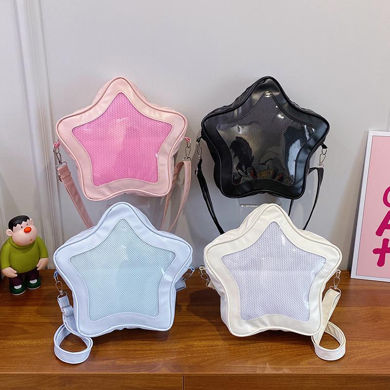Sweet and cool one-shoulder diagonal straddle bag Spice girl cute transparent bag large capacity two-dimensional messenger five-pointed star pain bag білий
Sweet and cool one-shoulder diagonal straddle bag Spice girl cute transparent bag large capacity two-dimensional messenger five-pointed star pain bag білий