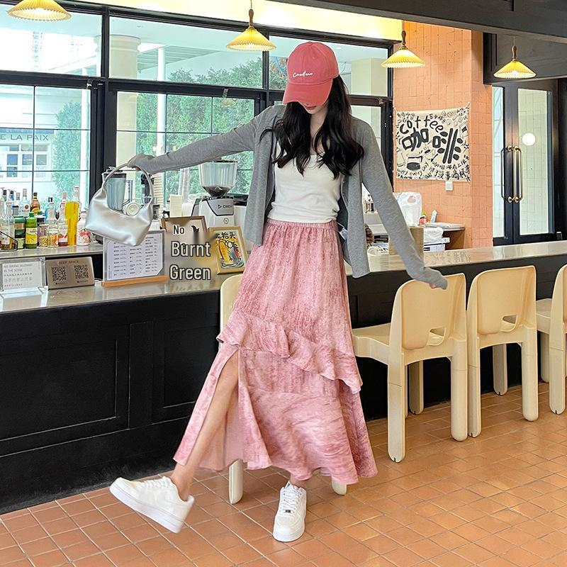 Women s Summer Ink Wash Tie-Dye Irregular Ice Silk Midi Skirt with Ruffle Design Medium розовый
Women s Summer Ink Wash Tie-Dye Irregular Ice Silk Midi Skirt with Ruffle Design Medium розовый