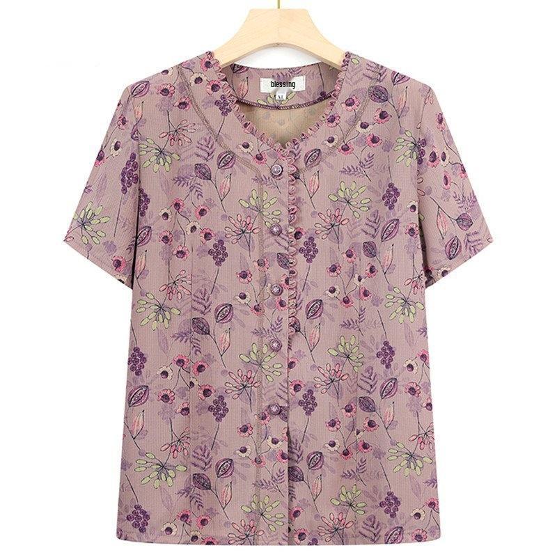 Summer Cotton Tops: Short-Sleeved, Loose-Fit Shirts for Middle-Aged and Elderly Women. 4XL (For 135-145 catty)
Summer Cotton Tops: Short-Sleeved, Loose-Fit Shirts for Middle-Aged and Elderly Women. 4XL (For 135-145 catty)