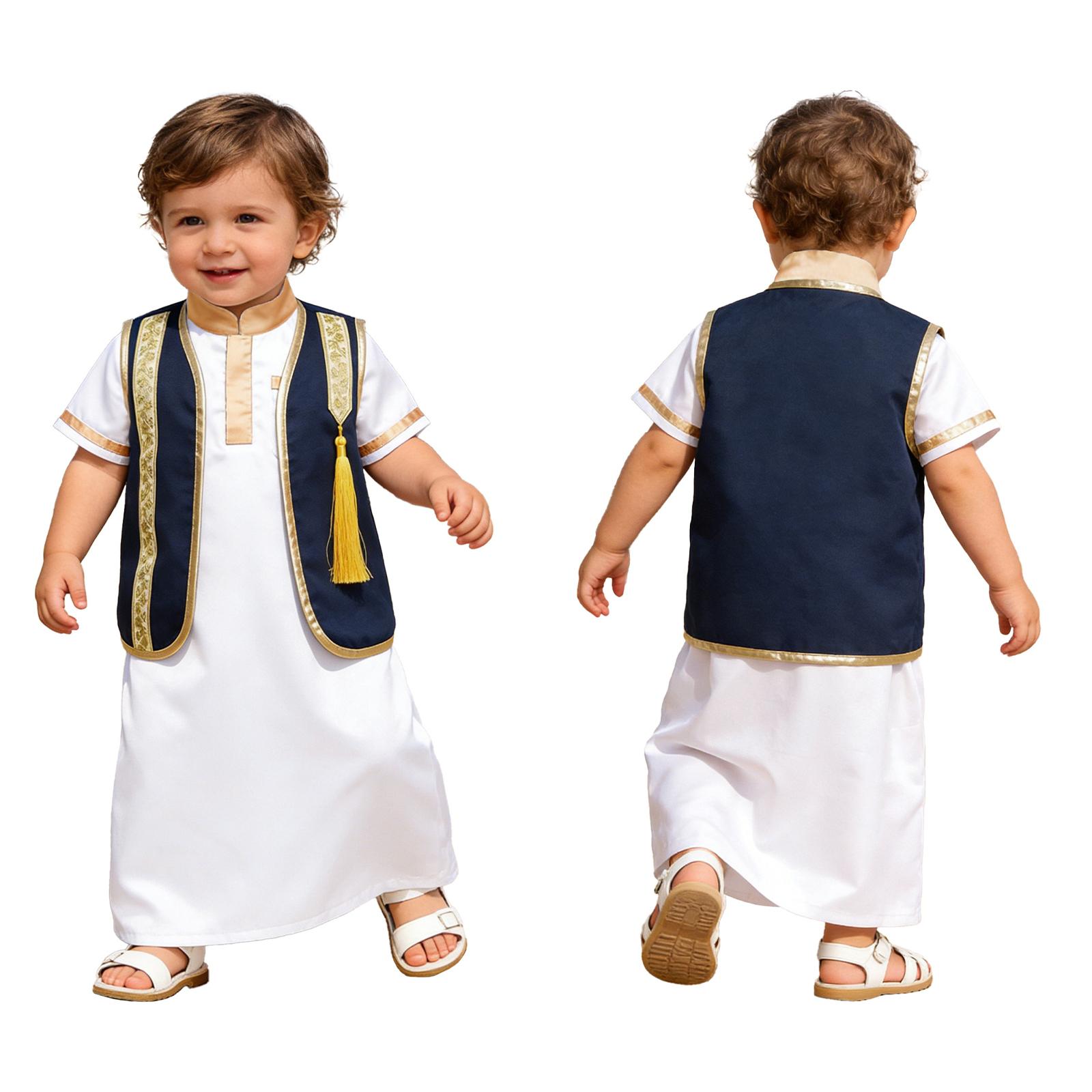 Newborn Baby Boys Arab Dubai Muslim Vest Top Vintage Brocade Metallic Shiny Trim Tassel Detail Open Front Tank Top Cardigan for Ramadan Eid Party 0-3 Months темно-синього кольору
Newborn Baby Boys Arab Dubai Muslim Vest Top Vintage Brocade Metallic Shiny Trim Tassel Detail Open Front Tank Top Cardigan for Ramadan Eid Party 0-3 Months темно-синього кольору