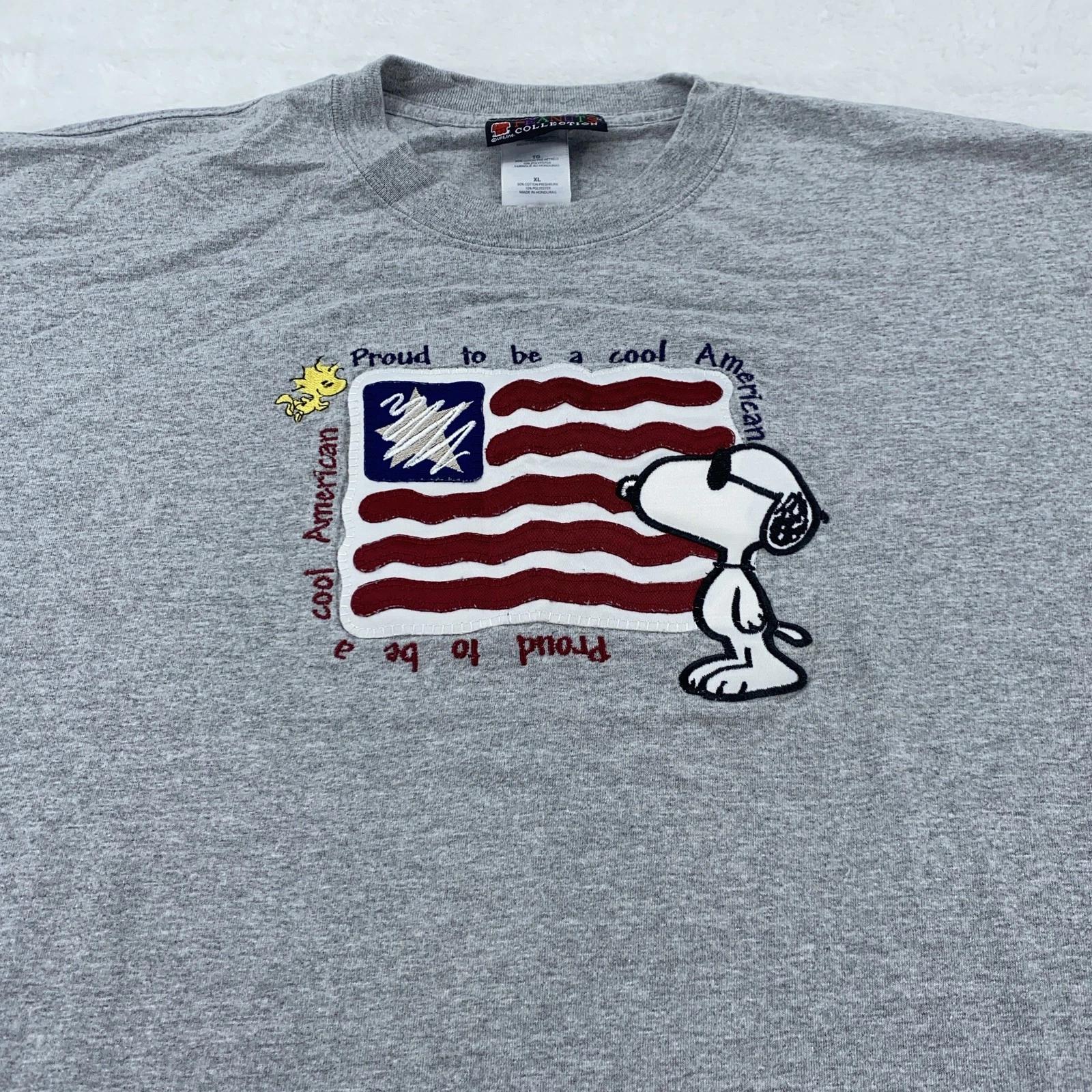 Vtg Peanuts Snoopy Shirt XL Proud To Be A Cool American Flag Woodstock Cartoon 3XL
Vtg Peanuts Snoopy Shirt XL Proud To Be A Cool American Flag Woodstock Cartoon 3XL