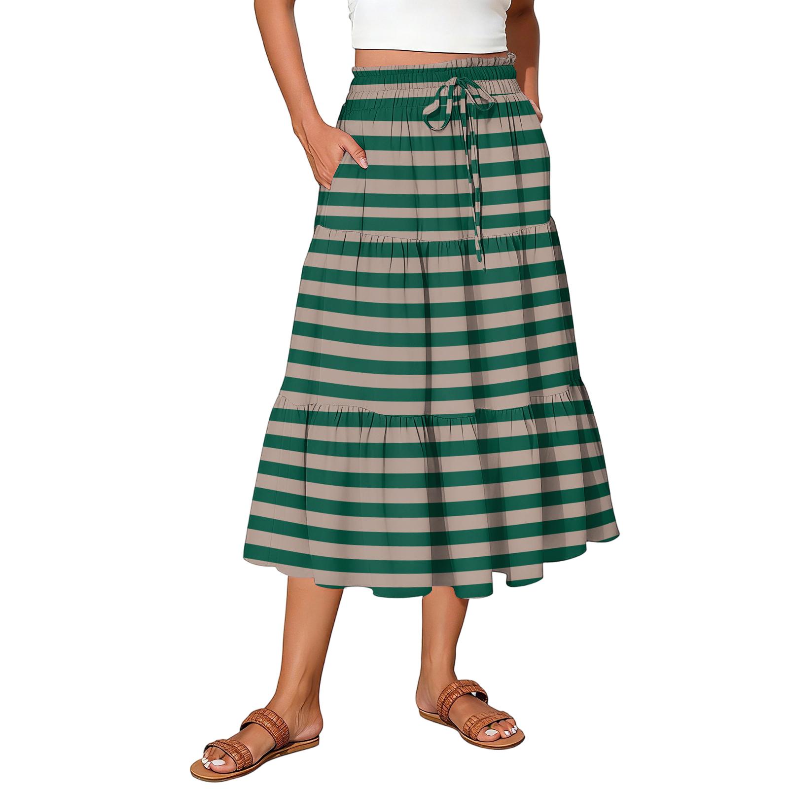 Ladies striped printed casual elastic waist drawstring skirt L
Ladies striped printed casual elastic waist drawstring skirt L