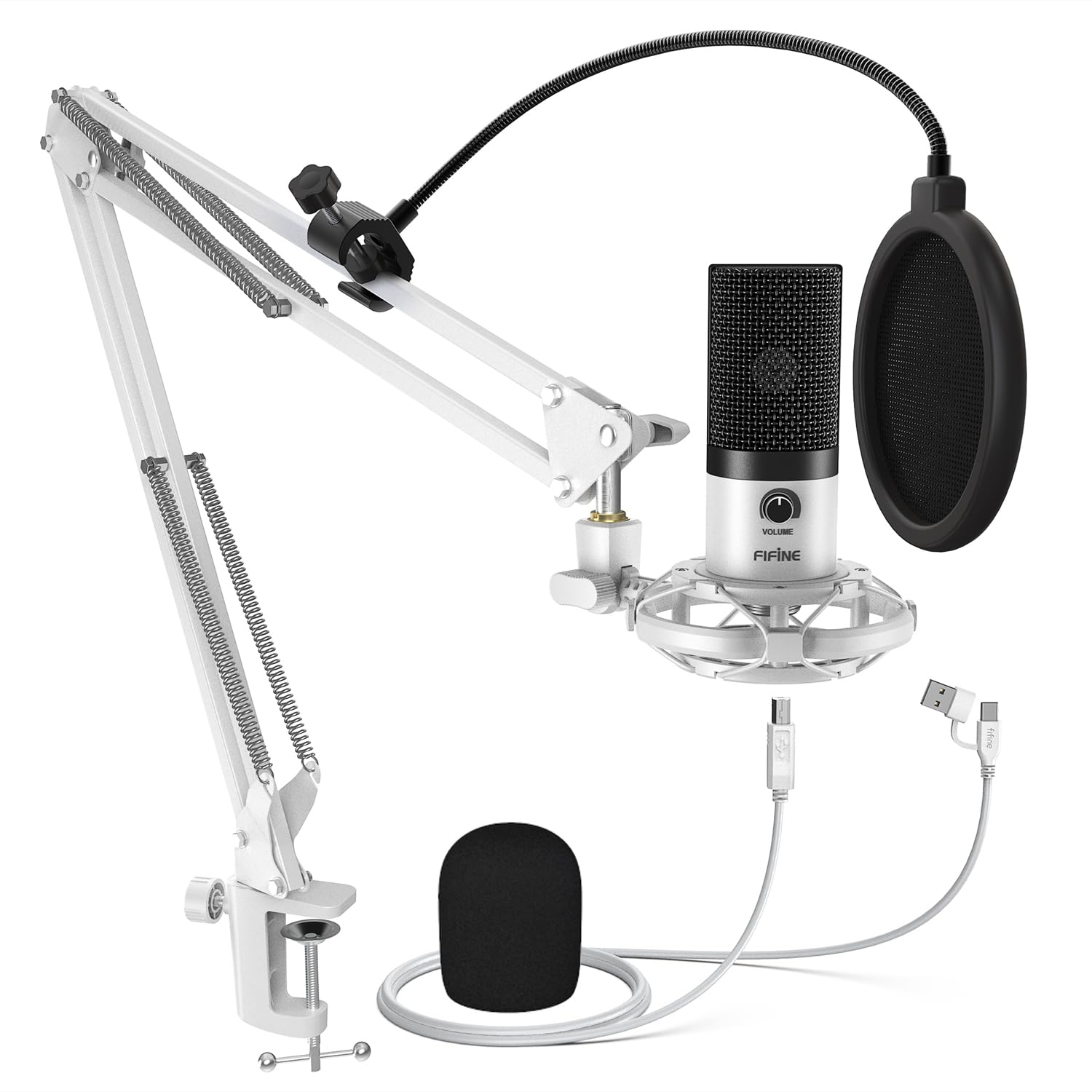 FIFINE USB Condenser Gaming with Arm and Pop High Sensitivity for PC Live Game Working from Compatible with T669W Microphone, Microphone, білий
FIFINE USB Condenser Gaming with Arm and Pop High Sensitivity for PC Live Game Working from Compatible with T669W Microphone, Microphone, білий