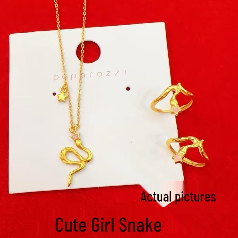 Girls Cute Zodiac Snake Necklace & Ring Set - Imitation Gold Jewelry Cute Snake Ring
Girls Cute Zodiac Snake Necklace & Ring Set - Imitation Gold Jewelry Cute Snake Ring