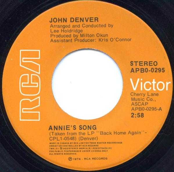 7inch Record JOHN DENVER - Annie s Song APB00295 RCA Victor 1974 Canada Rock Used
7inch Record JOHN DENVER - Annie s Song APB00295 RCA Victor 1974 Canada Rock Used