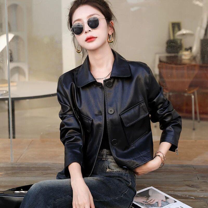 Женская приталенная мотоциклетная кожаная куртка - Короткая, универсальная, модная весна/осень 2025 для миниатюрных размеров S (80-90 jin)
Женская приталенная мотоциклетная кожаная куртка - Короткая, универсальная, модная весна/осень 2025 для миниатюрных размеров S (80-90 jin)