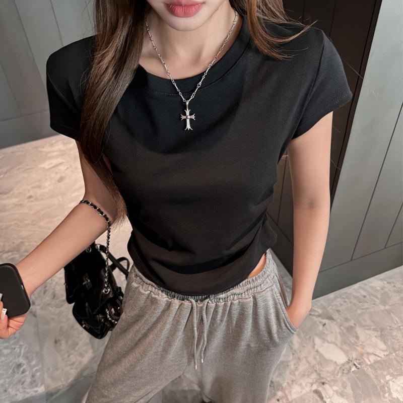 American retro premium pleated waist design front shoulder short-sleeved t-shirt women s Korean crew neck slim top summer s (suitable for weight 35-47.5kg ) чёрный
American retro premium pleated waist design front shoulder short-sleeved t-shirt women s Korean crew neck slim top summer s (suitable for weight 35-47.5kg ) чёрный