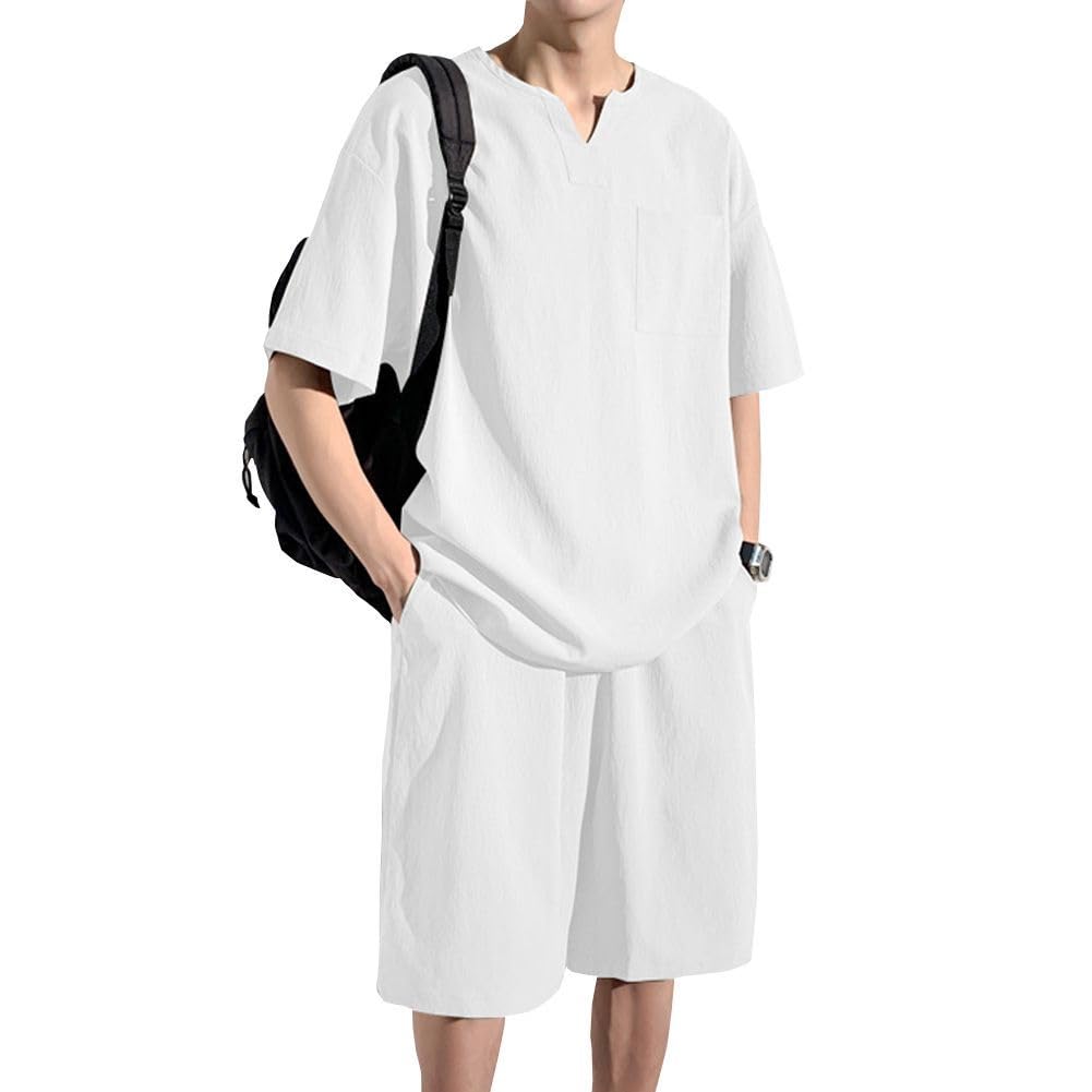 Liaziong Men s Summer T-Shirt, Short Sleeve, Solid Color, Comfortable, Popular, Loose Fit, Casual Set, Loungewear, Unisex - White - 2XL
Liaziong Men s Summer T-Shirt, Short Sleeve, Solid Color, Comfortable, Popular, Loose Fit, Casual Set, Loungewear, Unisex - White - 2XL