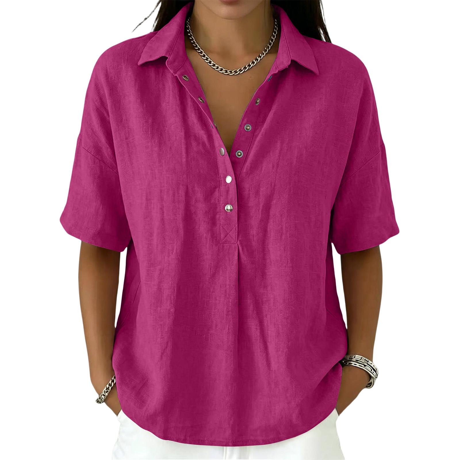 Women s Fashionable Loose-Fit Short-Sleeve Casual Shirt With Half-Zip M
Women s Fashionable Loose-Fit Short-Sleeve Casual Shirt With Half-Zip M