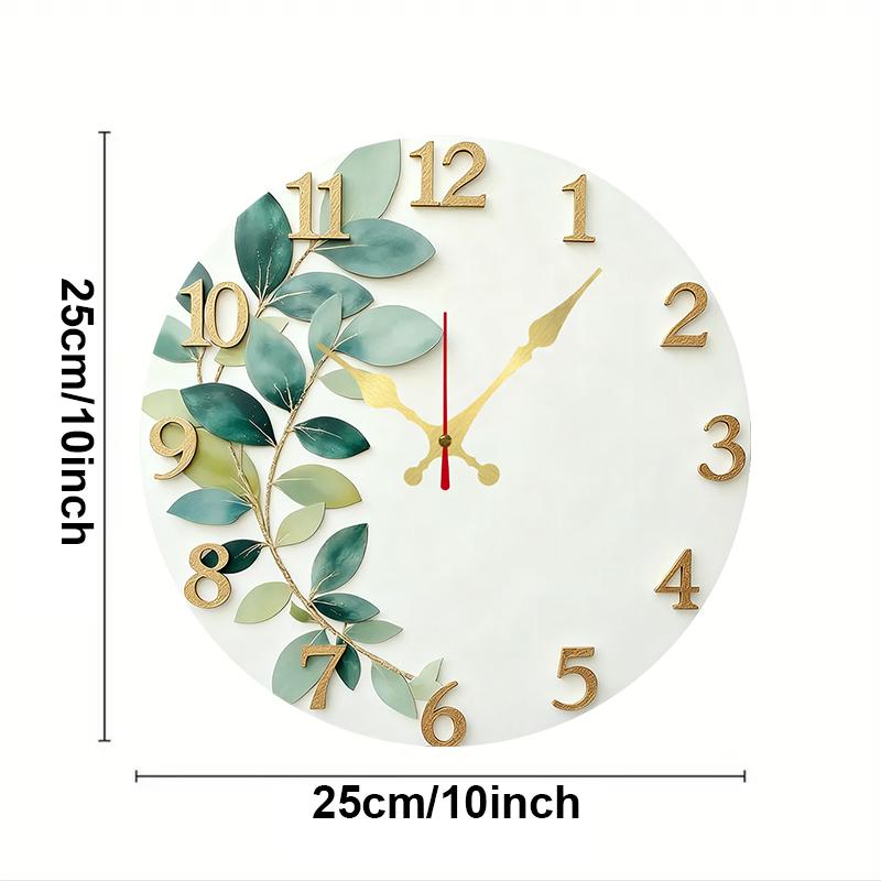 Green Leaf Theme Wooden Round Silent Hanging Wall Clock, Suitable For Living Room, Office, Study Room, Bedroom, Home Decoration 10 inch
Green Leaf Theme Wooden Round Silent Hanging Wall Clock, Suitable For Living Room, Office, Study Room, Bedroom, Home Decoration 10 inch