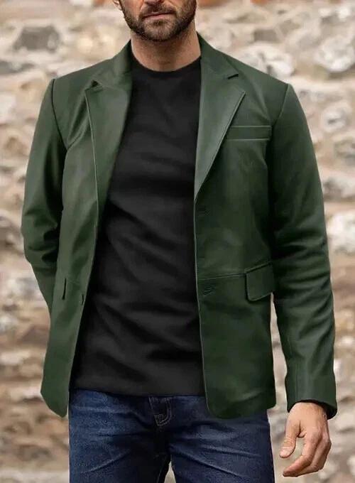 Men Blazer Leather Green Two-Button Handmade Genuine Lambskin Formal Office Wear S зелёный
Men Blazer Leather Green Two-Button Handmade Genuine Lambskin Formal Office Wear S зелёный
