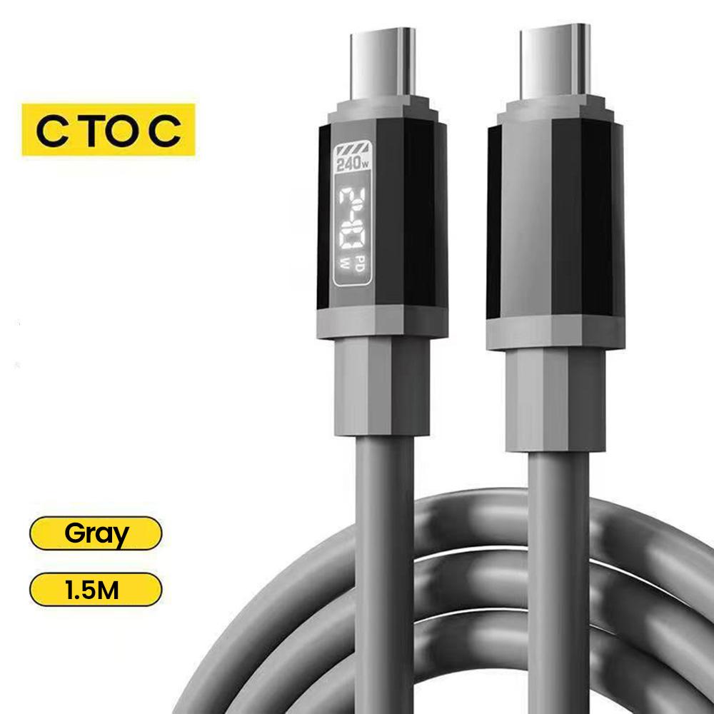 PD240W Fast Charging Cable Type C to Type C Digital Display Cable For iPhone 15 16 Samsung iPad Laptop Silicone USB C Data Cord 1.5m сірий колір
PD240W Fast Charging Cable Type C to Type C Digital Display Cable For iPhone 15 16 Samsung iPad Laptop Silicone USB C Data Cord 1.5m сірий колір