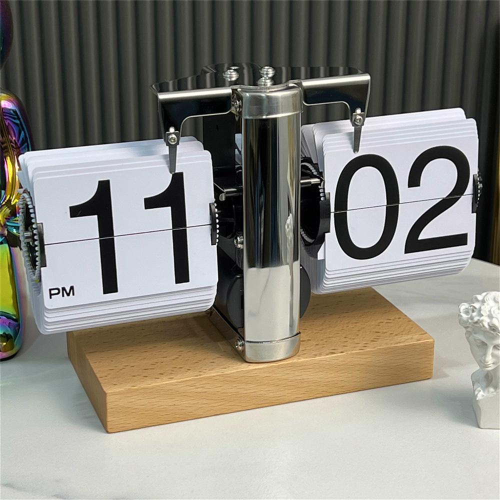 Retro Auto Flip Clock Mechanical Balance Desk Clock with Beech Wood Square Base for Home A
Retro Auto Flip Clock Mechanical Balance Desk Clock with Beech Wood Square Base for Home A
