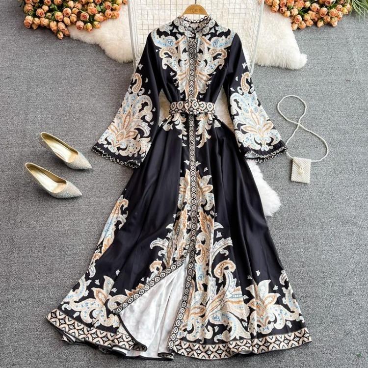 Vintage Printed Lace Dress for Woman Oversized Long Sleeve Fitted Waist Loose Long Casual Dresses M чорний
Vintage Printed Lace Dress for Woman Oversized Long Sleeve Fitted Waist Loose Long Casual Dresses M чорний