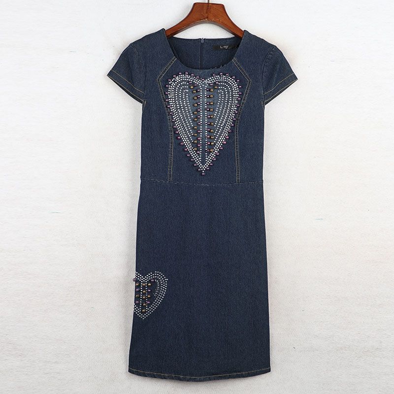 Sunshine House Lonely Summer New Arrival K-style Women s round Neck Short Sleeve Hot Bead Denim Skirt Dress Denim color Bust size 84
Sunshine House Lonely Summer New Arrival K-style Women s round Neck Short Sleeve Hot Bead Denim Skirt Dress Denim color Bust size 84