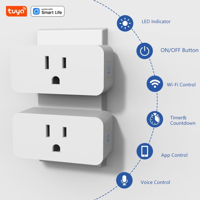 Tuya WiFi Smart Plug Mini Smart Plug US Standard 10A 100-130V Smart Socket WiFi Outlet Socket Works With Alexa Google Home
Tuya WiFi Smart Plug Mini Smart Plug US Standard 10A 100-130V Smart Socket WiFi Outlet Socket Works With Alexa Google Home
