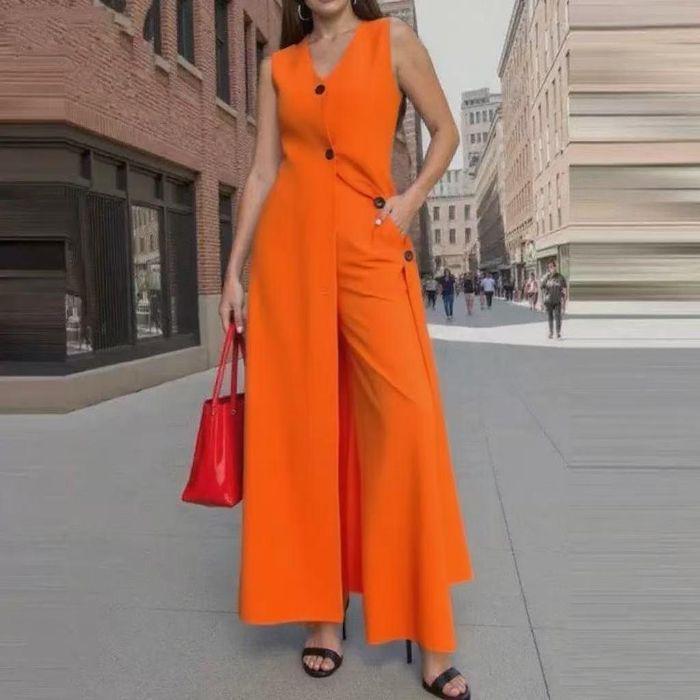 Plus Size Sleeveless Casual Open-Front Sports Set - Solid Color, Mid-Length, Loose Fit for Spring & Summer Small помаранчевий/червоний
Plus Size Sleeveless Casual Open-Front Sports Set - Solid Color, Mid-Length, Loose Fit for Spring & Summer Small помаранчевий/червоний