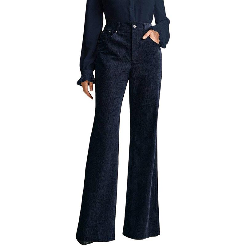 American Retro Corduroy Flare Pants: Velvet High-Waisted, Wide-Leg, Slimming Autumn/Winter Fashion for Women Large темно-синього кольору
American Retro Corduroy Flare Pants: Velvet High-Waisted, Wide-Leg, Slimming Autumn/Winter Fashion for Women Large темно-синього кольору