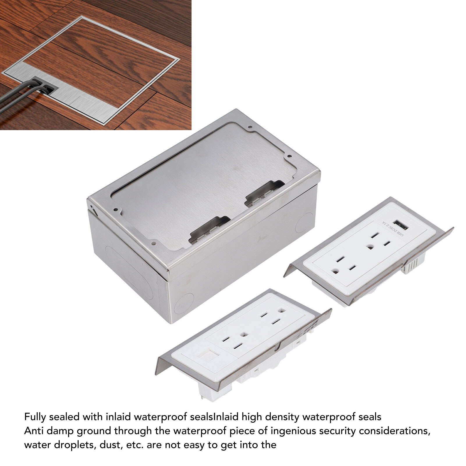 Embedded Power Strip Silver Color Stainless Steel Flat 4 3Prong Hole Computer and USB Port Recessed Ground Outlet
Embedded Power Strip Silver Color Stainless Steel Flat 4 3Prong Hole Computer and USB Port Recessed Ground Outlet