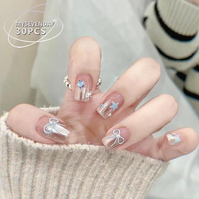 High-End Star Bow French Manicure Nail Tips - Trendy Sweet Fake Nail Set Handmade Nails Size XS - 10 pcs/bag
High-End Star Bow French Manicure Nail Tips - Trendy Sweet Fake Nail Set Handmade Nails Size XS - 10 pcs/bag