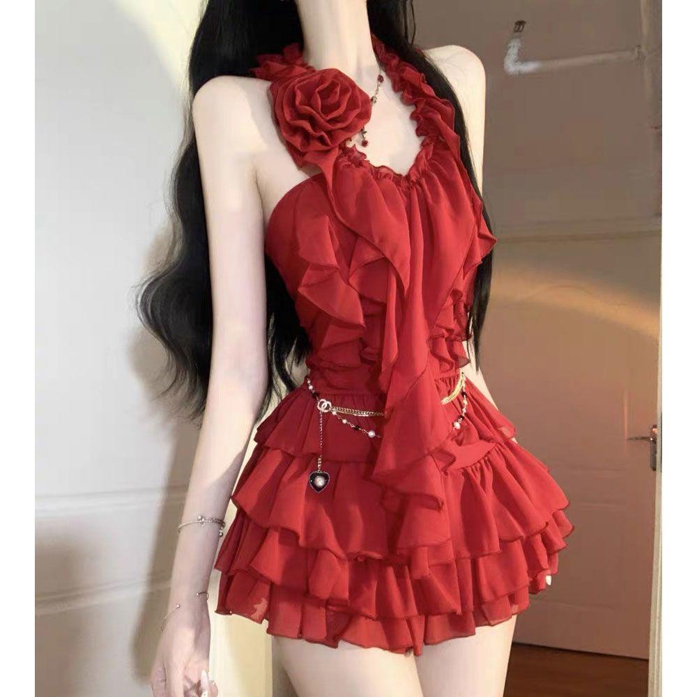 Spicy Red Ruffle Slimming Halter Top & Skirt Set - Chic New Design S (Recommended 80-95 jin)
Spicy Red Ruffle Slimming Halter Top & Skirt Set - Chic New Design S (Recommended 80-95 jin)