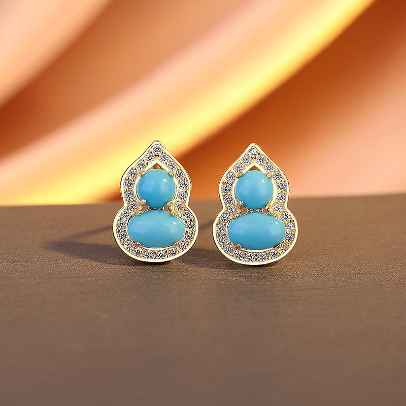 New Chinese Turquoise Stud Earrings Women S Sterling Silver Guochao Retro High-End Gourd Blue Earrings Versatile Earrings 925 silver
New Chinese Turquoise Stud Earrings Women S Sterling Silver Guochao Retro High-End Gourd Blue Earrings Versatile Earrings 925 silver