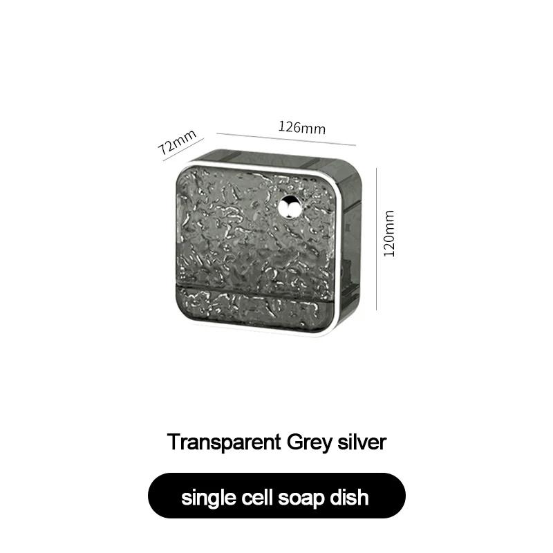 Настенная мыльница, держатель для мыла без отверстий, с дренажным ящиком для ванной комнаты, переносная матовая мыльница-контейнер S серый