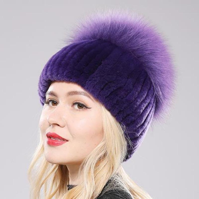 Жіноча зимова розкішна шапка з хутра кролика В язана шапка з хутра кролика рекс Верхня шапка з хутра лисиці Шапка-біні з натурального хутра лисиці One Size(55-59cm) фіолетовий
Жіноча зимова розкішна шапка з хутра кролика В язана шапка з хутра кролика рекс Верхня шапка з хутра лисиці Шапка-біні з натурального хутра лисиці One Size(55-59cm) фіолетовий