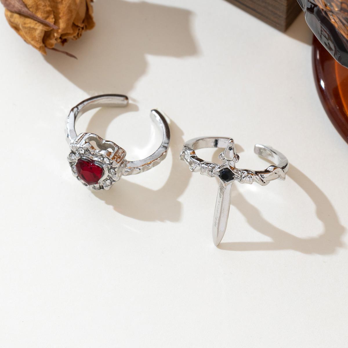 Romantic Gothic Sword Red Heart Zircon Couple Ring Set for Men Women Solo Wear or Stackable Set Festival Party Date Jewelry Gift resizable
Romantic Gothic Sword Red Heart Zircon Couple Ring Set for Men Women Solo Wear or Stackable Set Festival Party Date Jewelry Gift resizable
