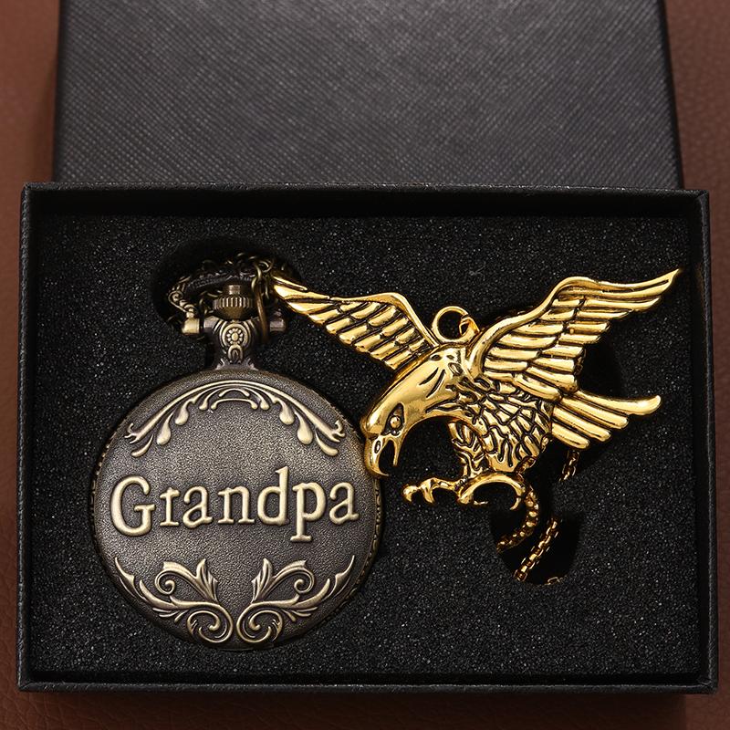 Комплект из 2 предметов, мужские карманные часы «Gandpa» из меди и кварца и 1 подвеска в виде золотого орла, идеальный выбор для подарка мужчине
Комплект из 2 предметов, мужские карманные часы «Gandpa» из меди и кварца и 1 подвеска в виде золотого орла, идеальный выбор для подарка мужчине