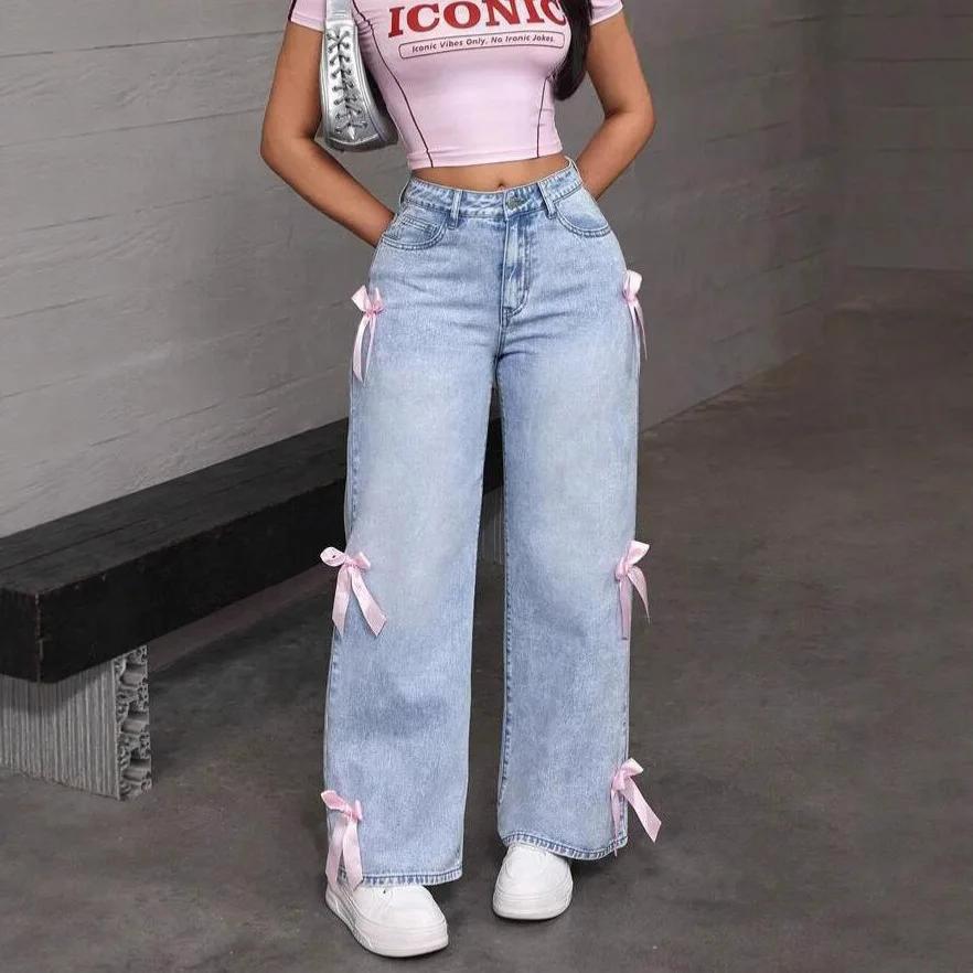 Washed Loose Butterfly Knot Street Style Hot Girl Jeans High Waist Wide Leg Long Pants Female Fashion High Street Clothing XL
Washed Loose Butterfly Knot Street Style Hot Girl Jeans High Waist Wide Leg Long Pants Female Fashion High Street Clothing XL