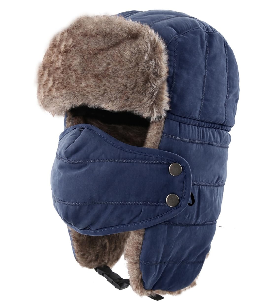 Conectaile Уличная Унисекс Зимняя Теплая Шапка-Пилот с Ушами Ветрозащитная Шапка-Ушанка с Клапанами Темно-Синего Цвета, Маска,