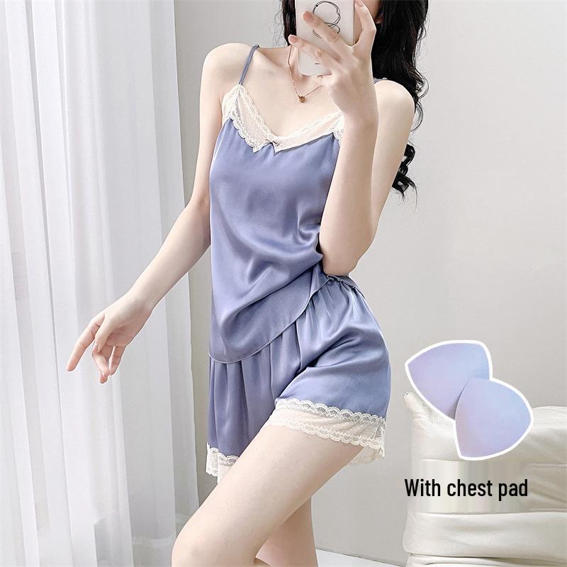 Ice Silk Women s Pajama Set: Sexy Camisole and Shorts with Chest Pads - Ideal for Indoor/Outdoor Wear Extra Large світло-фіолетового кольору
Ice Silk Women s Pajama Set: Sexy Camisole and Shorts with Chest Pads - Ideal for Indoor/Outdoor Wear Extra Large світло-фіолетового кольору
