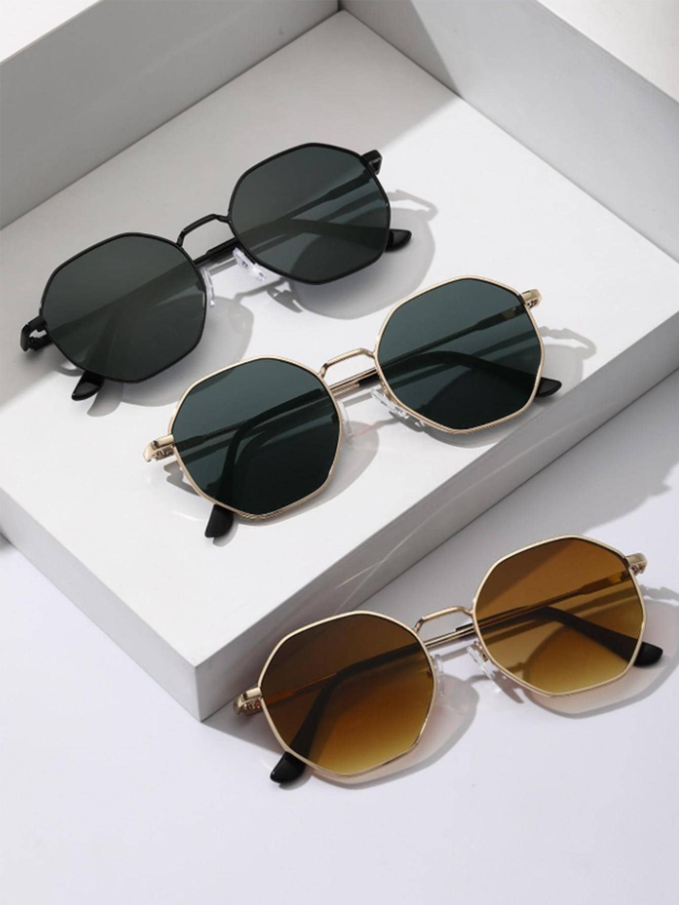 3Pcs Fashionable Polygonal Frame Sunglasses Set Exquisite Thin Frame Design Uv Protection Suitable for Stylish Wear Commuting
3Pcs Fashionable Polygonal Frame Sunglasses Set Exquisite Thin Frame Design Uv Protection Suitable for Stylish Wear Commuting