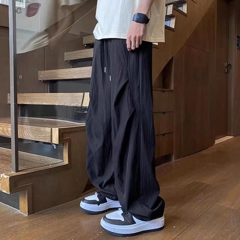Mens Solid Color Elastic Waist Wide Leg Casual Pants M чёрный
Mens Solid Color Elastic Waist Wide Leg Casual Pants M чёрный