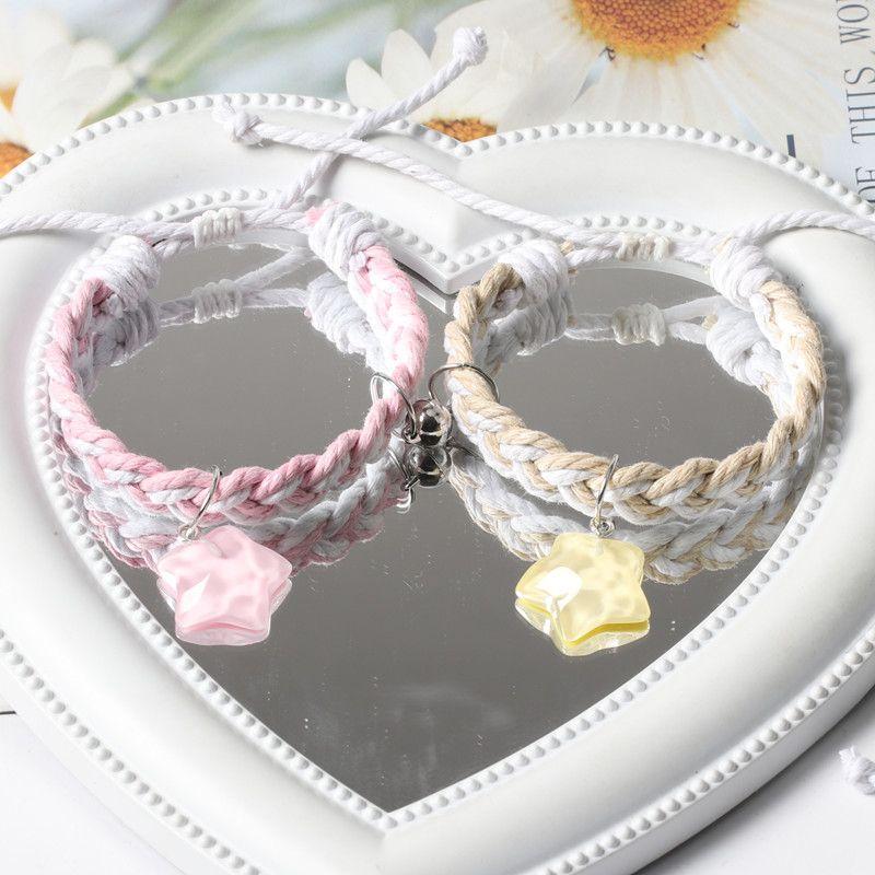 Оригинальный плетеный регулируемый парный магнитный браслет в виде пятиконечной звезды, милый браслет-ремешок для девушек, небольшой подарок для парня Pink star + yellow star (magnetic pair)
Оригинальный плетеный регулируемый парный магнитный браслет в виде пятиконечной звезды, милый браслет-ремешок для девушек, небольшой подарок для парня Pink star + yellow star (magnetic pair)