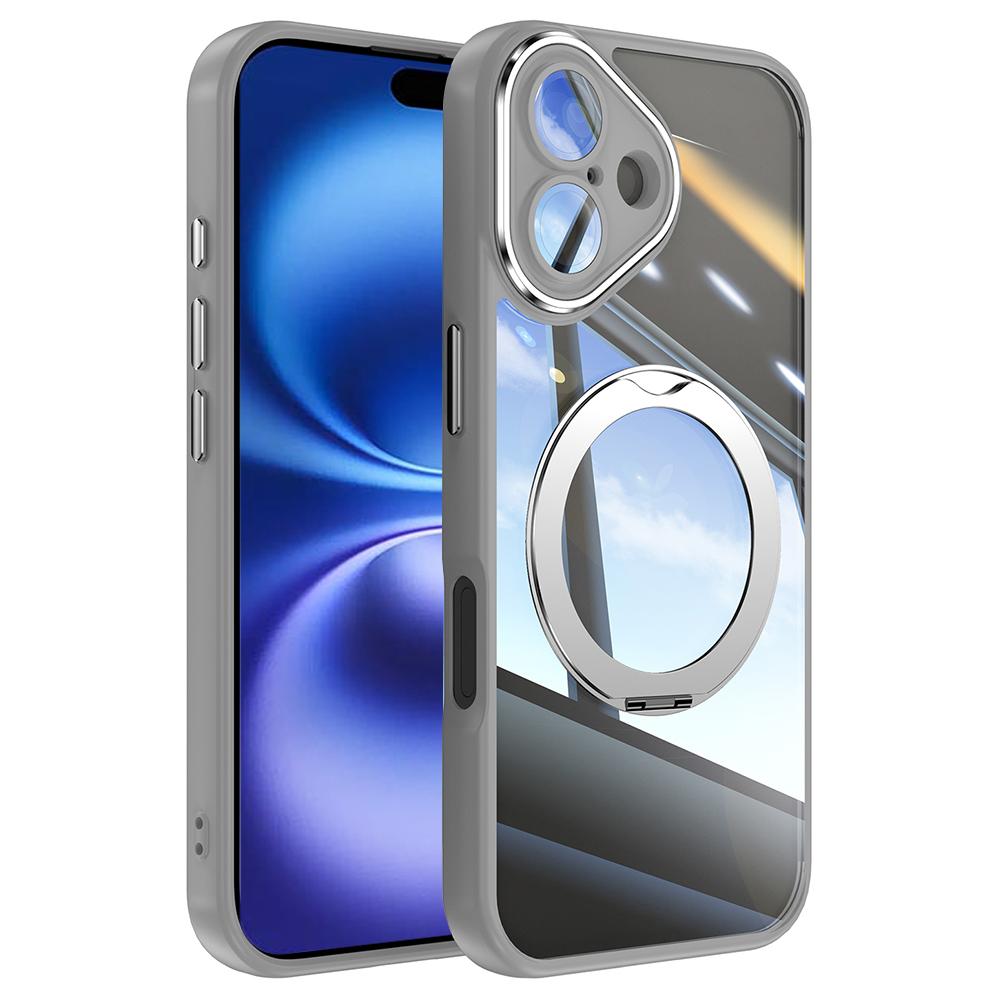For iPhone 16 Case Rotatable Magnetic Kickstand TPU+PC Phone Cover with Lens Film Grey
For iPhone 16 Case Rotatable Magnetic Kickstand TPU+PC Phone Cover with Lens Film Grey